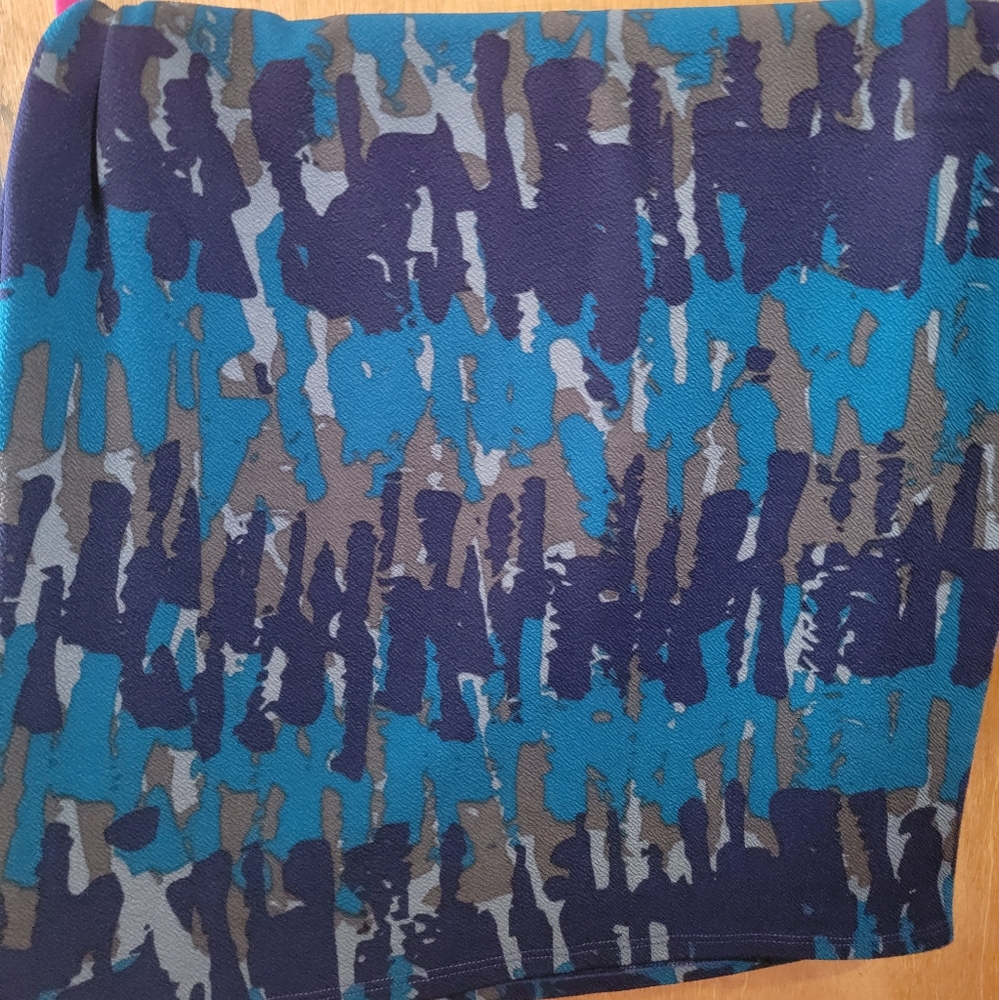 Lularoe XL Cassie Skirt- Teal/Grey abstract